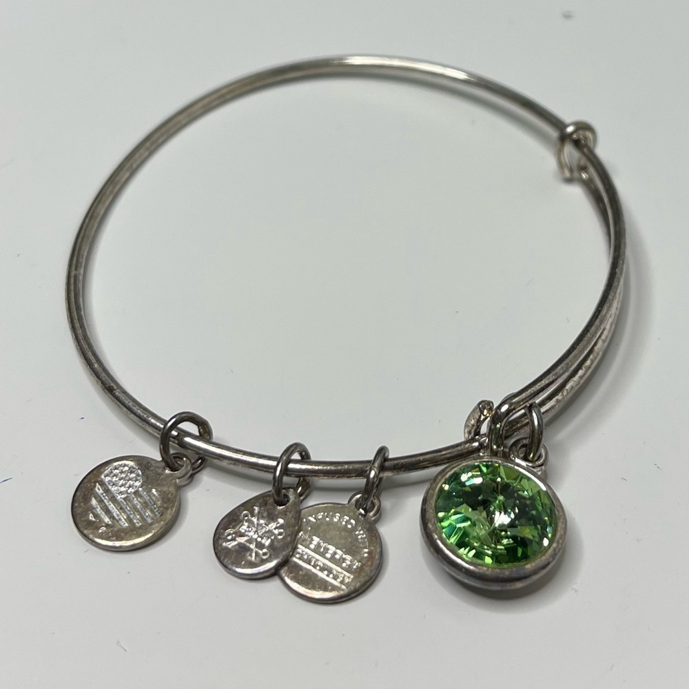 Alex and Ani green August gemstone bangle bracelet